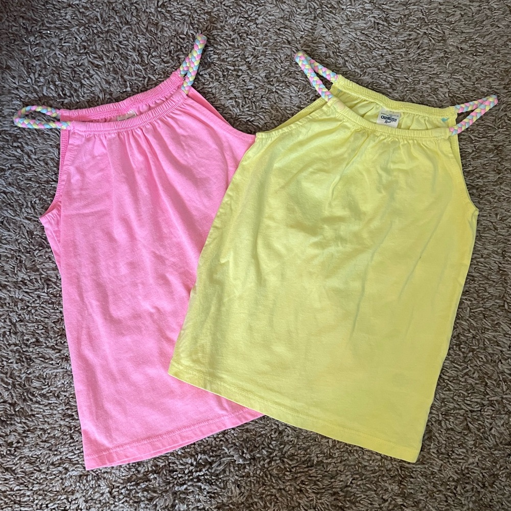 OshKosh B'gosh Pink and Yellow Kids Tank Tops